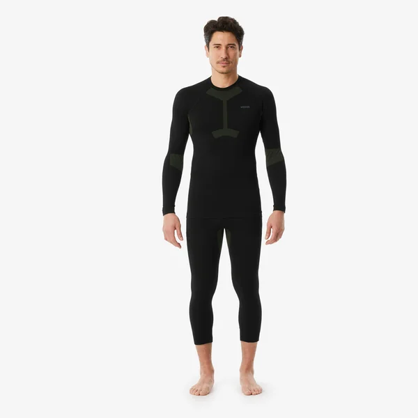 Sous-vêtement de ski thermique seamless homme, BL 500 Soft bas noir et kaki