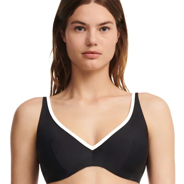 Soutien Gorge de Bain Plongeant - Noir/Blanc Chantelle Bain