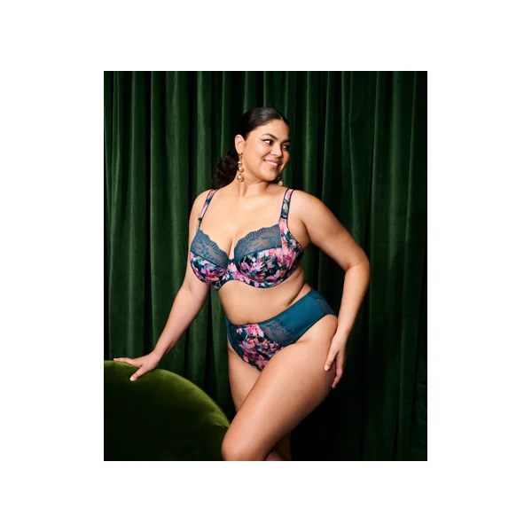 Soutien gorge grande taille plongeant à armatures LUCIE 4490 TEAL FLORAL