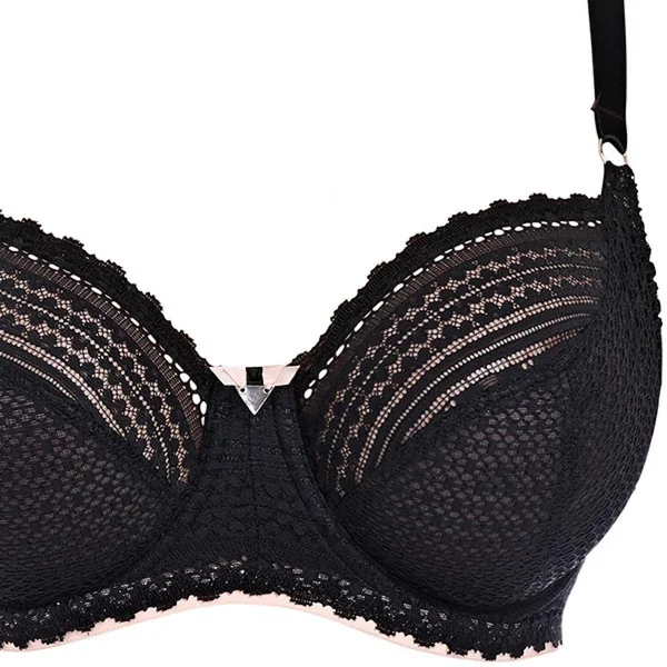 Soutien gorge plongeant à balconnets noir Freya