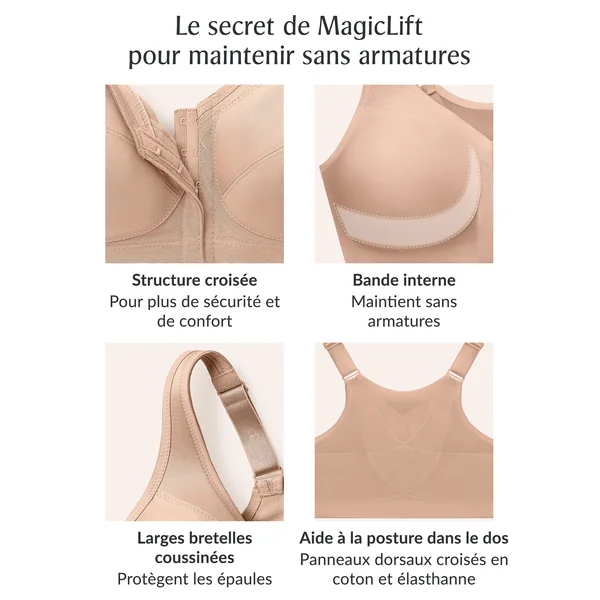 Soutien gorge sans armature avec aide posturale à fermeture devant 1265 bleu