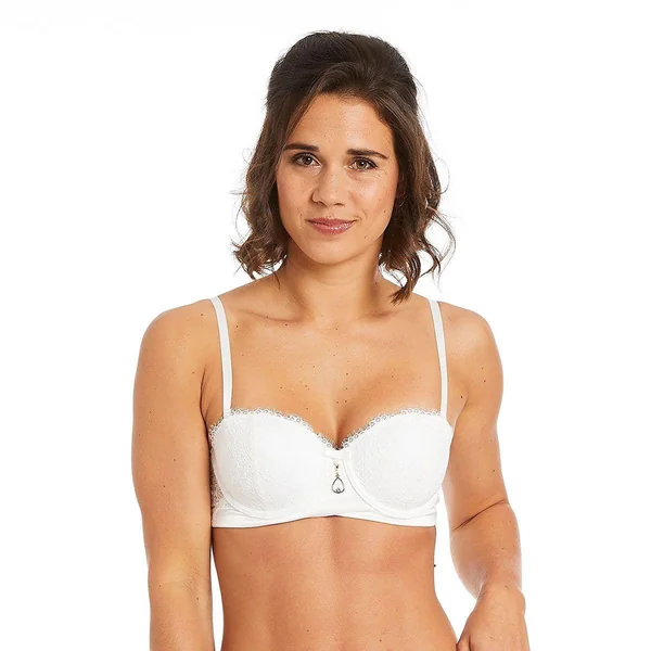 Soutien-gorge ampliforme bandeau coque moulée ivoire Ruban Pomm Poire
