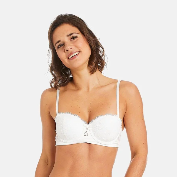 Soutien-gorge ampliforme bandeau coque moulée ivoire Ruban Pomm Poire