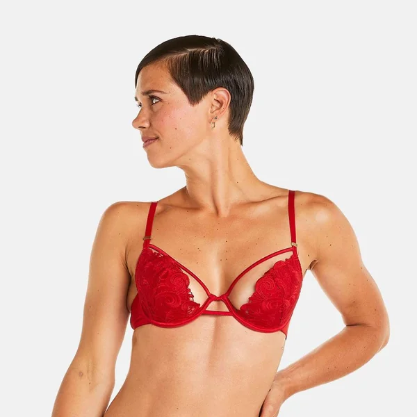 Soutien-gorge ampliforme coque moulée rouge Miracle Pomm Poire