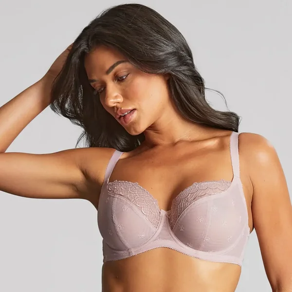 soutien-gorge balconnet taupe violet Panache Blossom