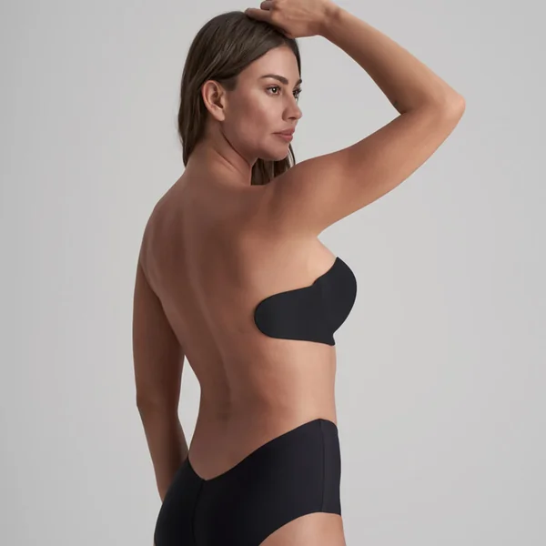 Soutien-gorge bandeau adhésif dos nu noir en tissu Bye Bra