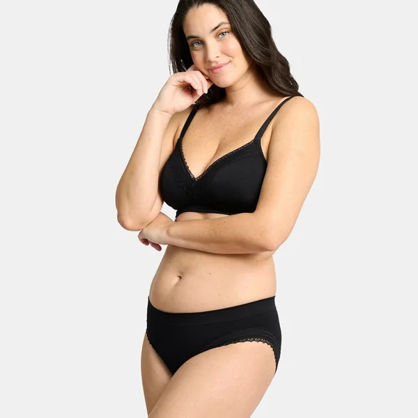 Soutien-gorge brassière sans armatures - Noir en coton Sans Complexe