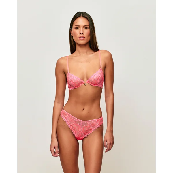 Soutien-gorge corbeille en dentelle florale et bijou fleur