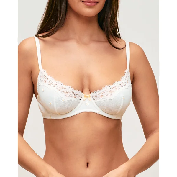 Soutien-gorge corbeille en jersey avec dentelle et broderies florales