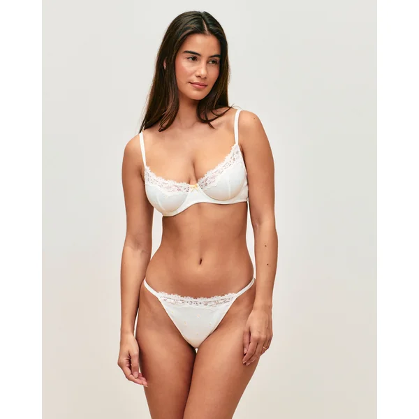 Soutien-gorge corbeille en jersey avec dentelle et broderies florales