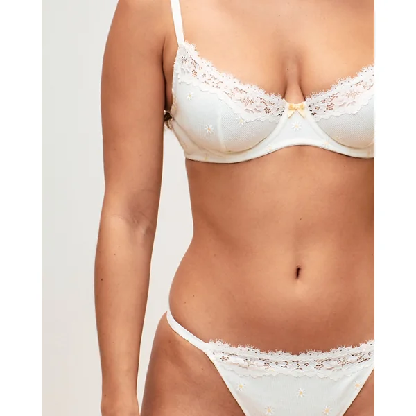 Soutien-gorge corbeille en jersey avec dentelle et broderies florales