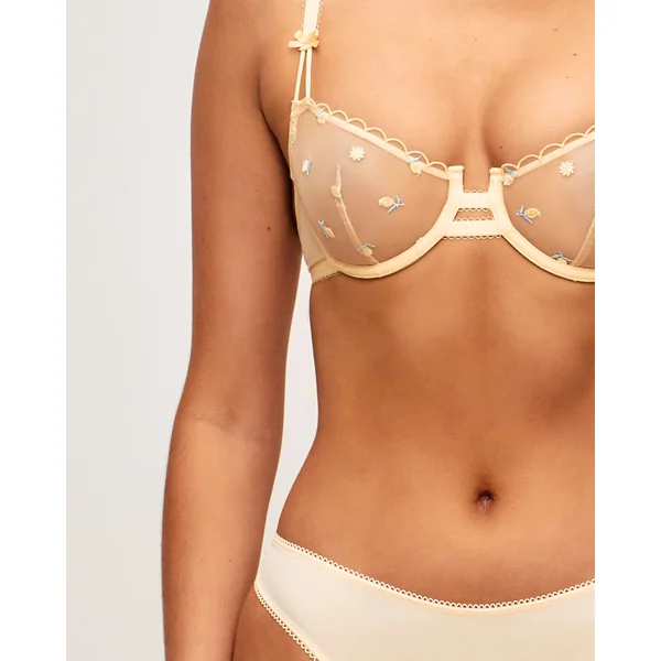 Soutien-gorge corbeille en mesh avec citrons brodés
