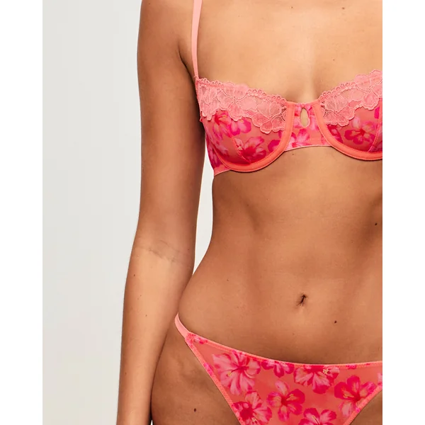 Soutien-gorge corbeille en mesh à broderies florales