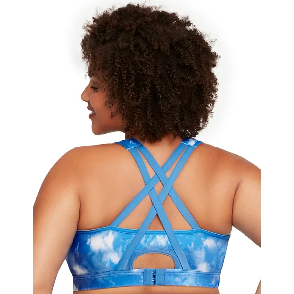 Soutien-gorge de sport sans armature à fermeture éclair devant 9266 tie and dye bleu