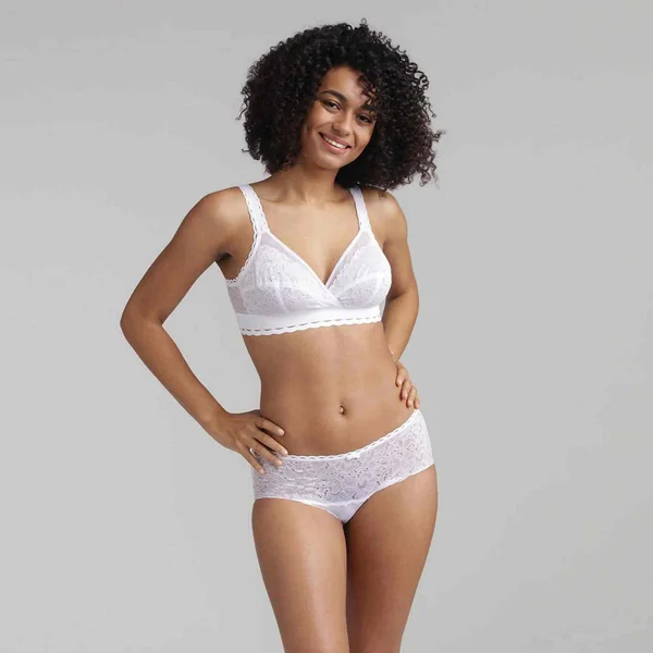 Soutien-gorge Dentelle Sans Armatures Blanc Cœur Croisé Playtex
