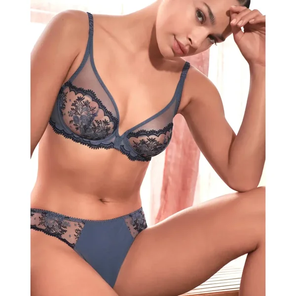 Soutien-gorge emboitant décolleté plongeant bleu Simone Pérèle