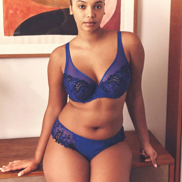 Soutien-gorge emboitant décolleté plongeant bleu Simone Pérèle