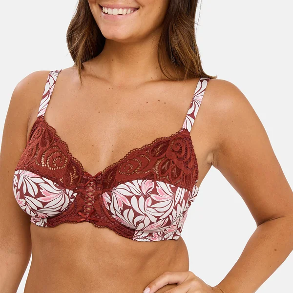 Soutien-gorge emboîtant Amélie Print Imprimé Floral Rouge Cabernet Sans Complexe