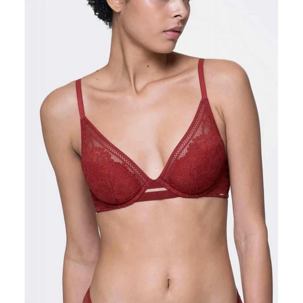Soutien-gorge plongeant armatures - Rouge Dorina