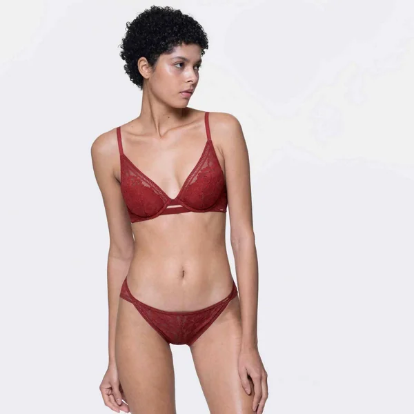 Soutien-gorge plongeant armatures - Rouge Dorina