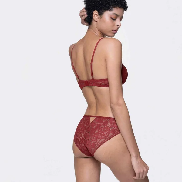 Soutien-gorge plongeant armatures - Rouge Dorina