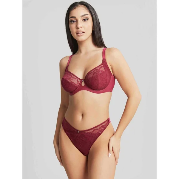 Soutien-gorge Plongeant Armatures à Dentelle Fine - Rouge Cleo by Panache Cleo by Panache