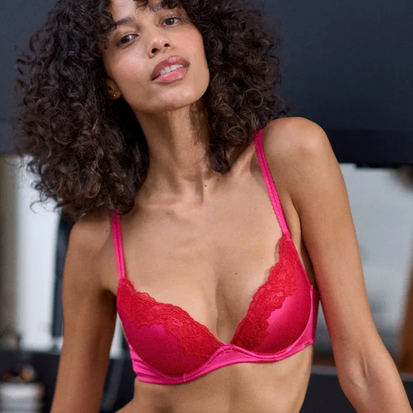 Soutien-Gorge Plongeant Push up Rose Dorina