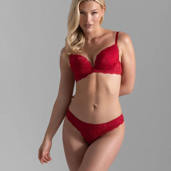Soutien-gorge plongeant rembourré rouge Dorina