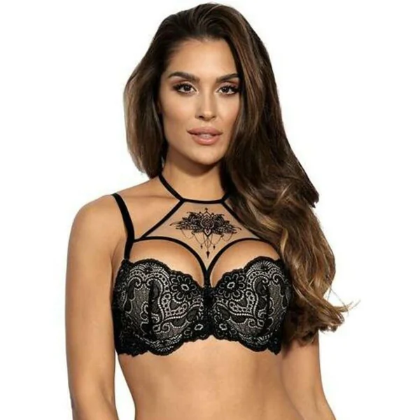 Soutien-gorge push-up armatures décoré Noir Axami lingerie