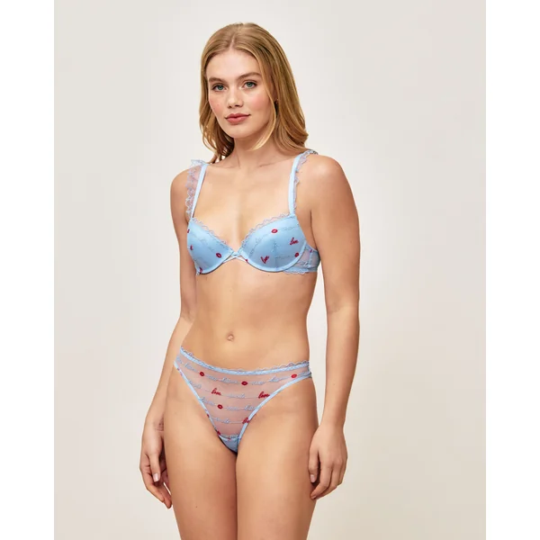 Soutien-gorge push-up avec broderies et messages d'amour
