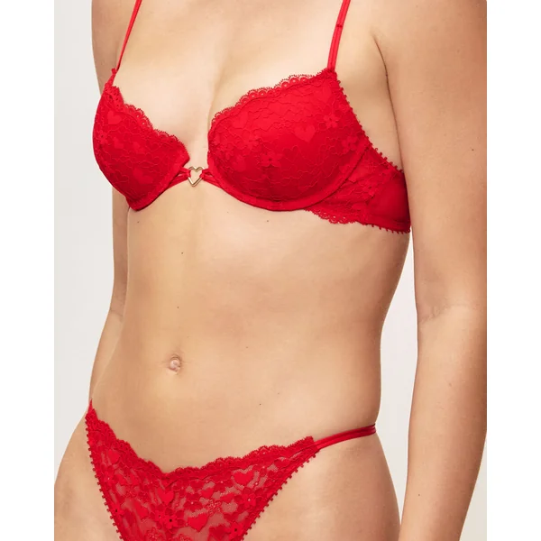 Soutien-gorge push-up en dentelle broderies coeurs