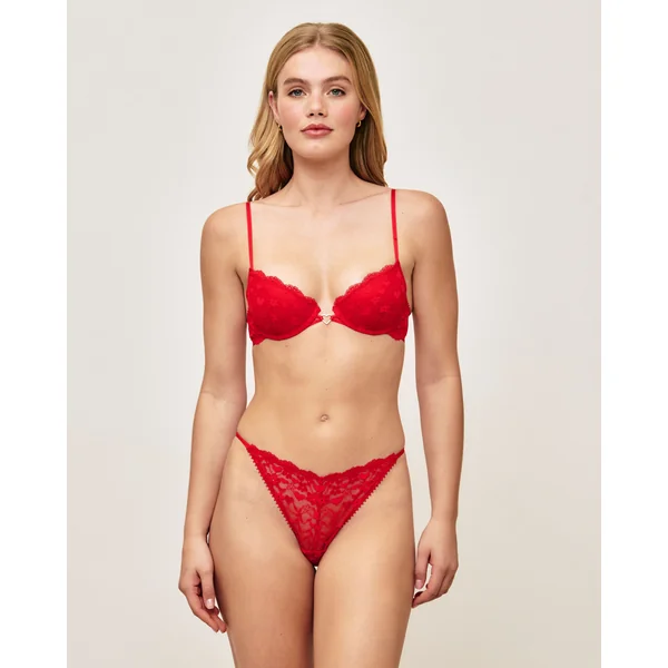 Soutien-gorge push-up en dentelle broderies coeurs