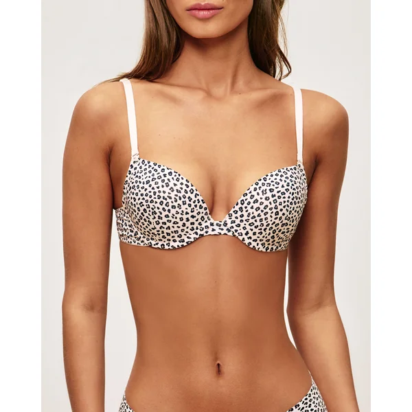 Soutien-gorge push-up microfibre léopard