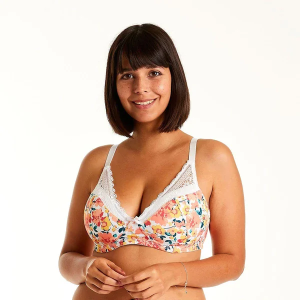 Soutien-gorge sans armatures coque souple blanc/orange Elena Pomm Poire