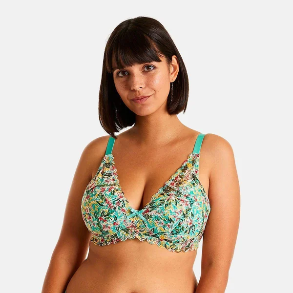 Soutien-gorge sans armatures coque souple turquoise/jaune Elena bleu Pomm Poire