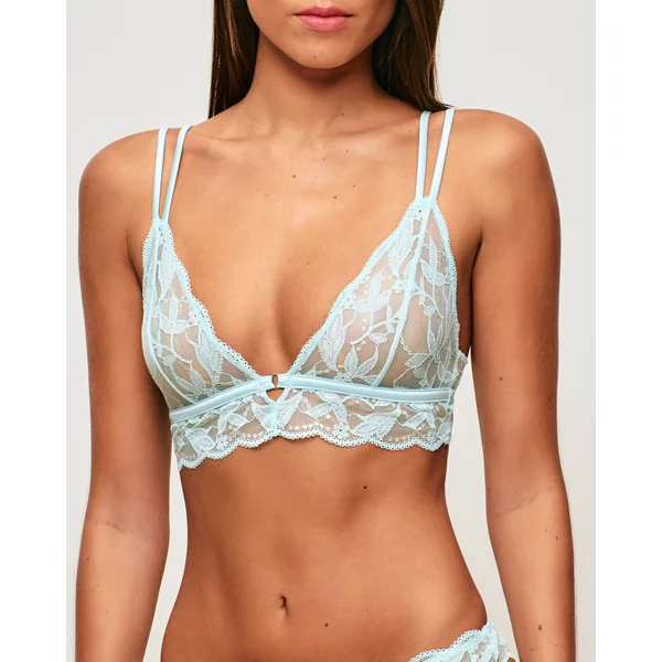 Soutien-gorge triangle dentelle florale avec fil lurex doré