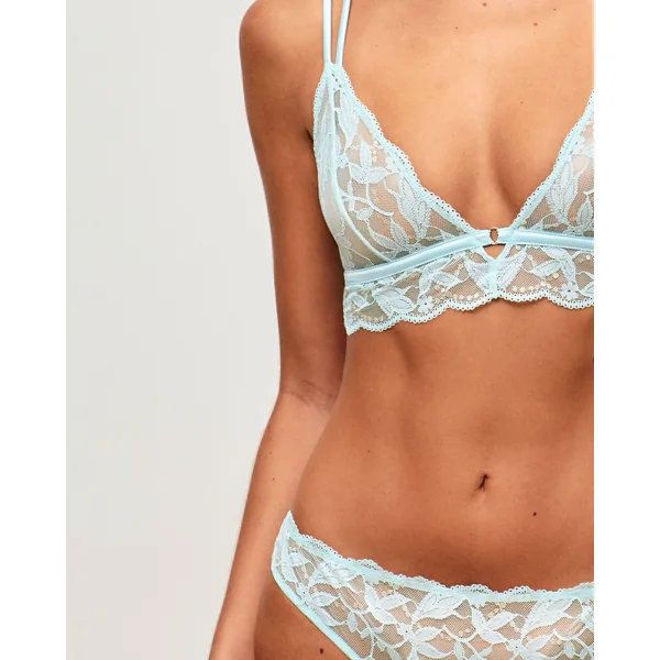 Soutien-gorge triangle dentelle florale avec fil lurex doré