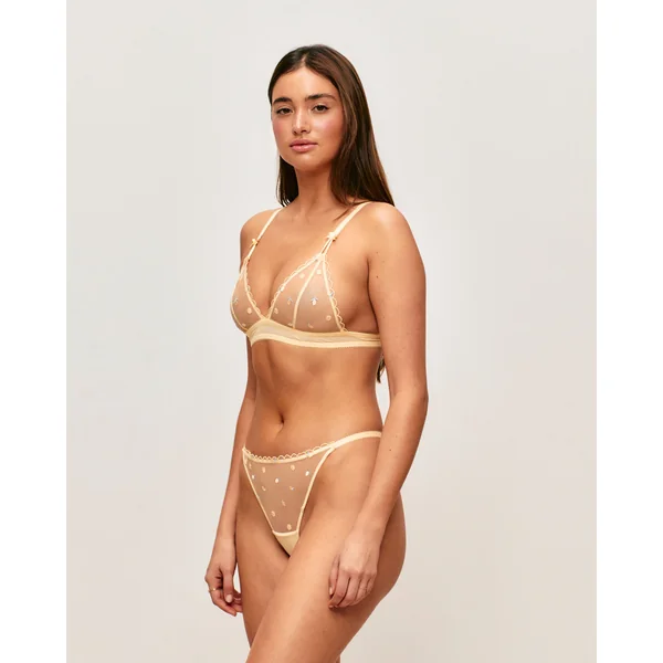 Soutien-gorge triangle en mesh avec citrons brodés