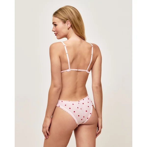 Soutien-gorge triangle en tulle motifs cœurs