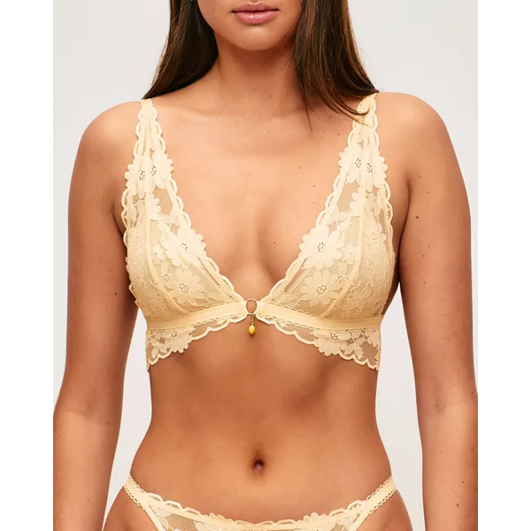 Soutien-gorge triangle foulard en dentelle avec pendentif citron