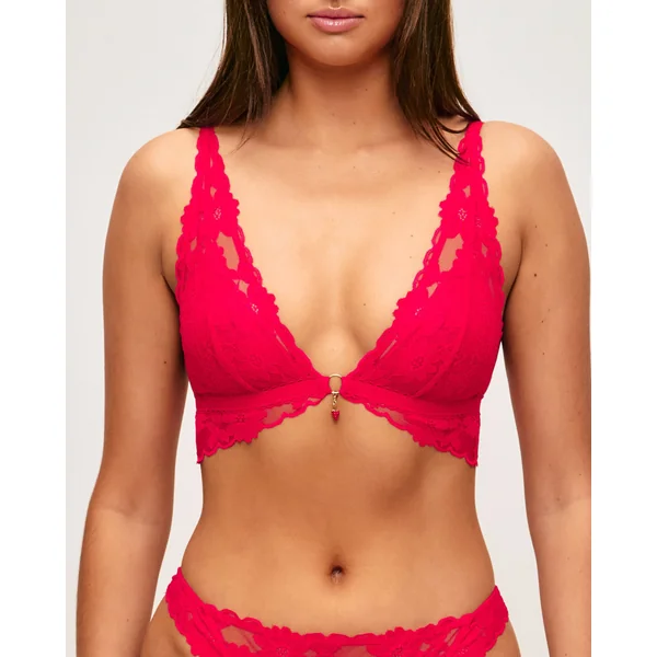 Soutien-gorge triangle foulard en dentelle avec pendentif fraise