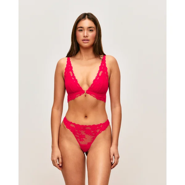 Soutien-gorge triangle foulard en dentelle avec pendentif fraise