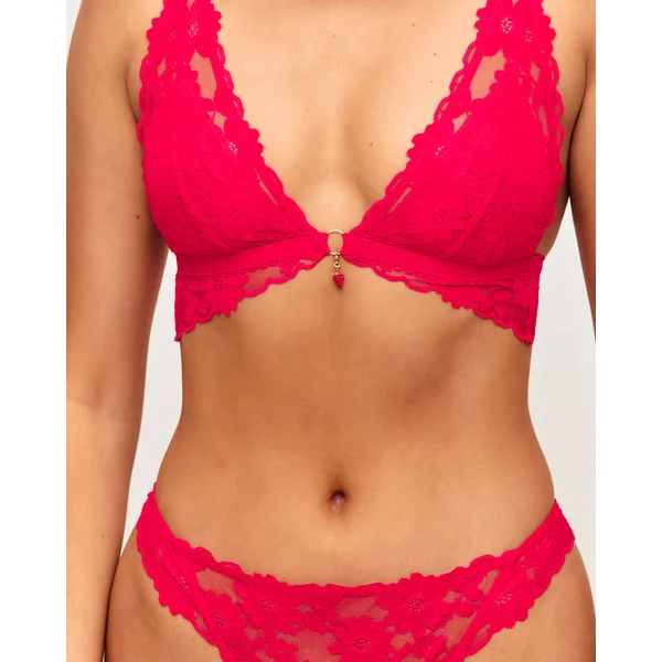 Soutien-gorge triangle foulard en dentelle avec pendentif fraise