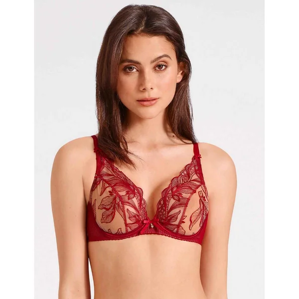 Soutien-gorge Triangle Plongeant Armature Aubade FLEUR DE TATTOO rouge Aubade