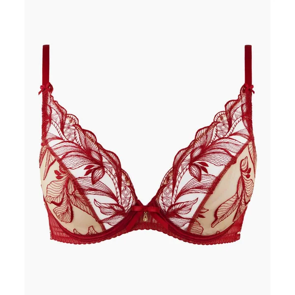 Soutien-gorge Triangle Plongeant Armature Aubade FLEUR DE TATTOO rouge Aubade