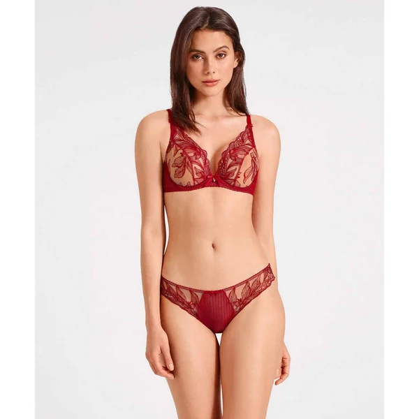 Soutien-gorge Triangle Plongeant Armature Aubade FLEUR DE TATTOO rouge Aubade