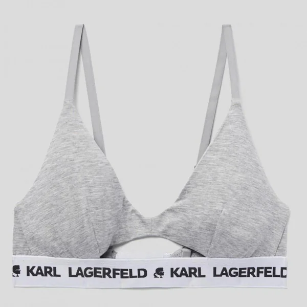 Soutien-gorge triangle sans armatures logote - Gris Karl Lagerfeld