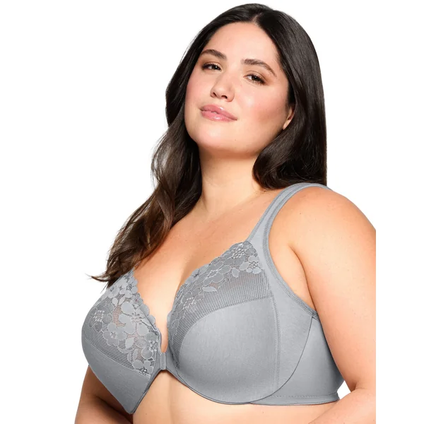 Soutien-gorge WonderWire en Coton à Armatures et Fermeture Frontale, Spécial Grandes Tailles 1241 GRIS ARGENT