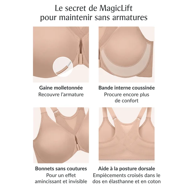 Soutien-gorge WonderWire Grandes Tailles Aide à la Posture, à Armatures et Fermeture Frontale 9265 CHAIR