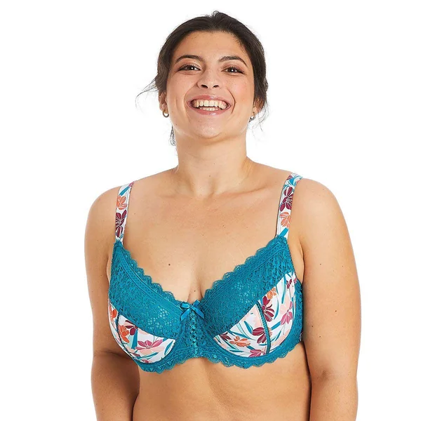 Soutien-gorge à armatures grand maintien turquoise/rose Eva Pomm Poire